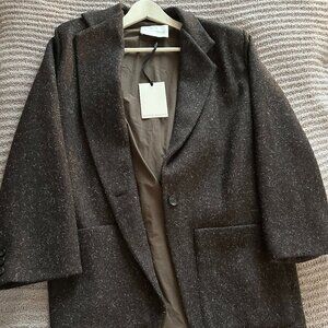 Modern Weaving Chocolate Wool Melton Blazer L